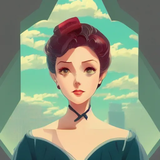 Image similar to a beautiful woman in 1950\'s fashion, park landscape, 4k, anime key visual, lois van baarle, ilya kuvshinov, rossdraws, artstation