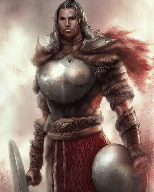 Image similar to a viking superhero in the style of lise deharme