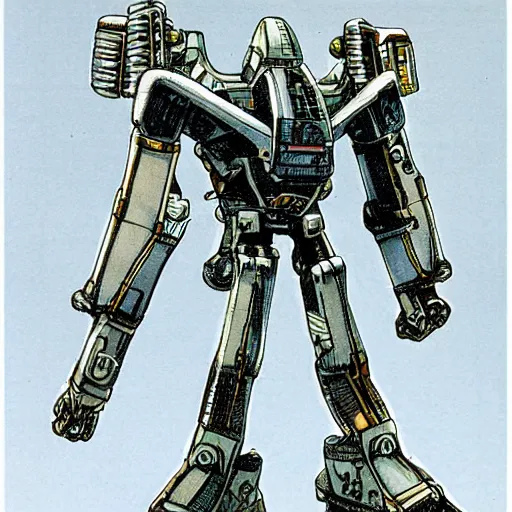 Image similar to mech by mamoru nagano, mortar headd in fivestarstory,