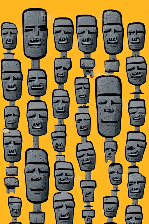 Prompt: vector moai statue popart slap face caricature comics illustration cartoon graffity street digital