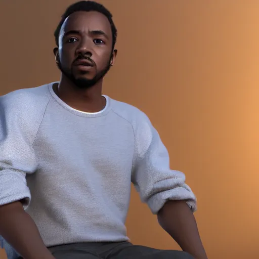 Image similar to 3 d model of kendrick lamar, disney pixar styled model, rendered in cgi, volumetric lighting, shading