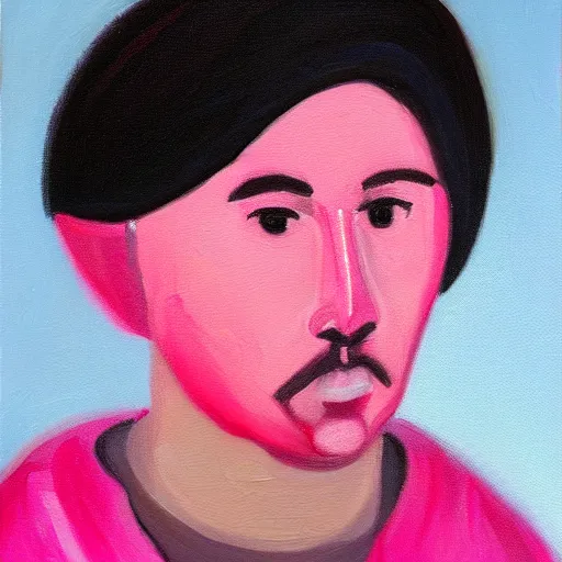 Image similar to pink guy portrait, oil painting