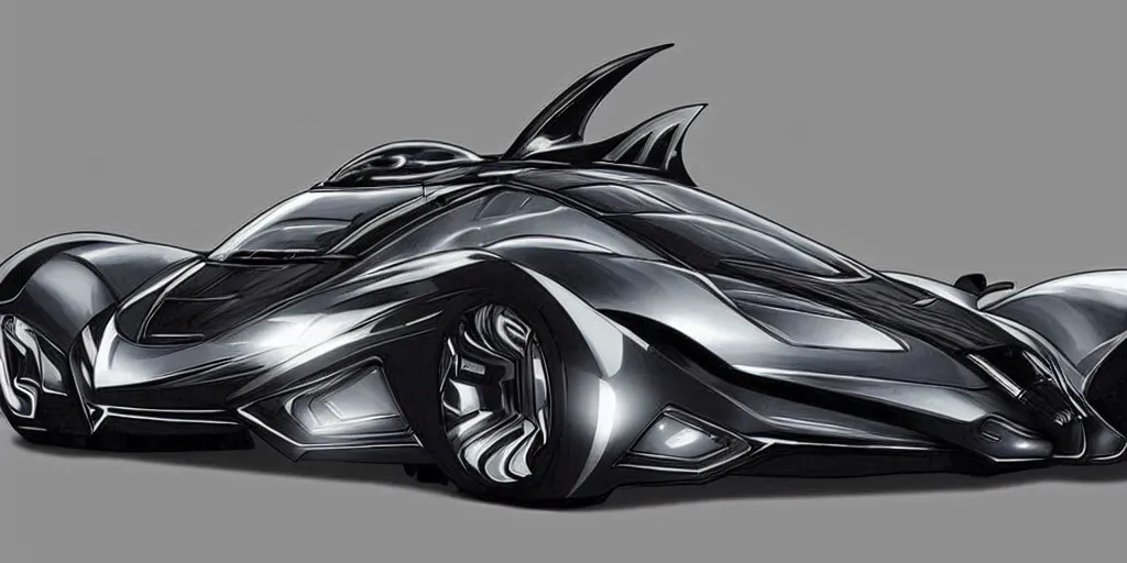 Prompt: 2 0 3 0 future design for the batmobile, badass batman car