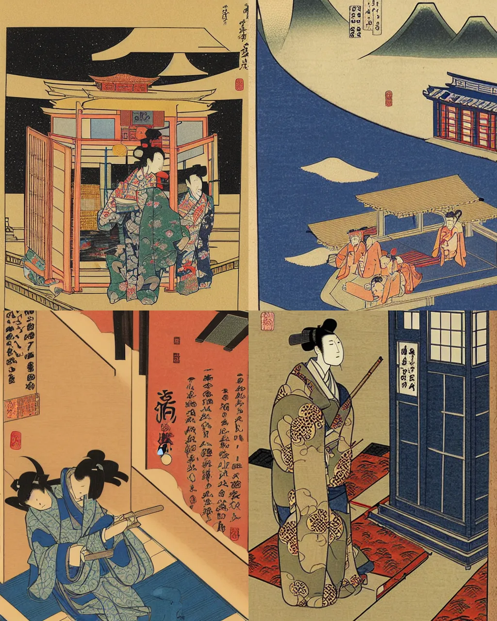 Prompt: the TARDIS in ancient japan, ukiyo-e