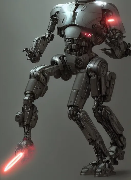 Prompt: cyborg, borg, android, strogg, face of a man, body of a robot, droid, robocop, terminator, machine, flesh, octane render, from a video game, concept art by ruan jia