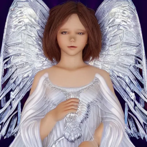 Image similar to photo of an ethereal angel with crystal wings, highly detailed, 4k
