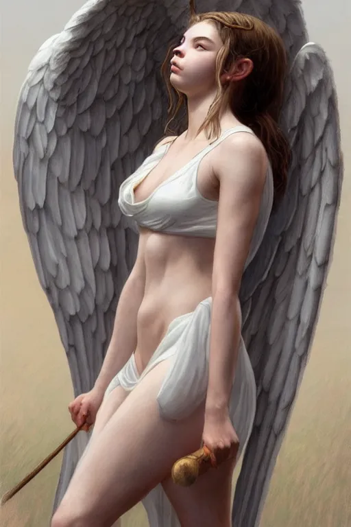 Image similar to anya taylor - joy as a heavenly angel, anatomy, bathing in light, highly detailed, photorealistic, artstation, smooth, sharp focus, illustration, unreal engine 5, 8 k, art by art by artgerm and greg rutkowski and edgar maxence