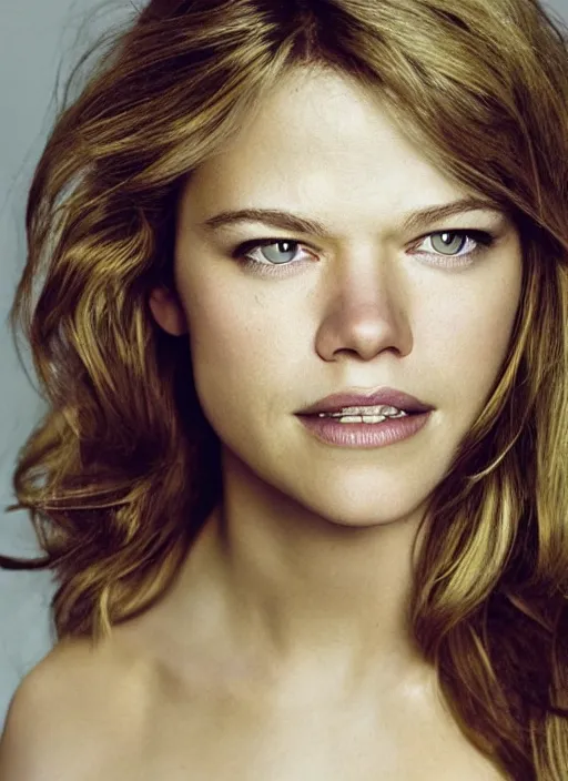 Image similar to portrait of beautiful female matt damon by mario testino, headshot, detailed, award winning, sony a 7 r