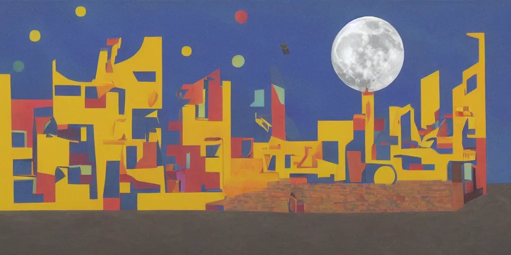 Image similar to fantasy city with moon by STEVEN HOLL trending on artsation