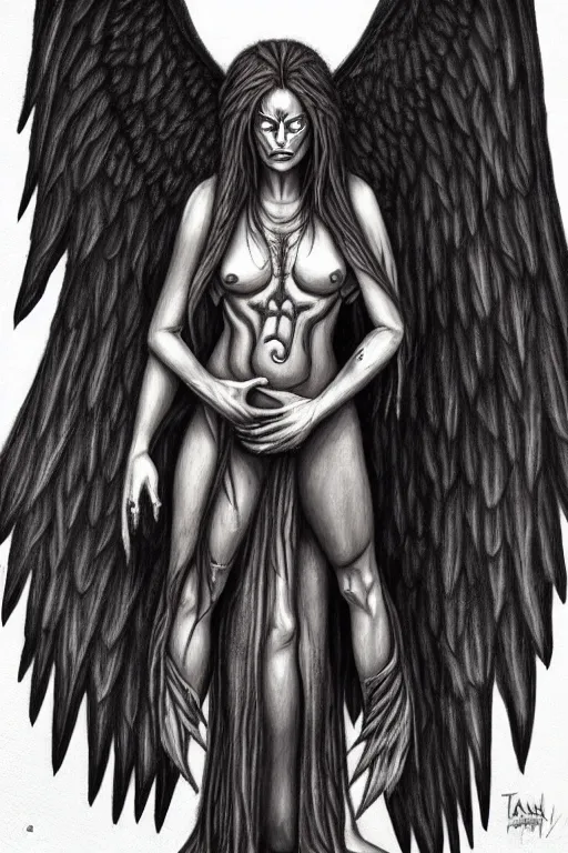 Prompt: human need death angel, realistic, art by tafy laplanche