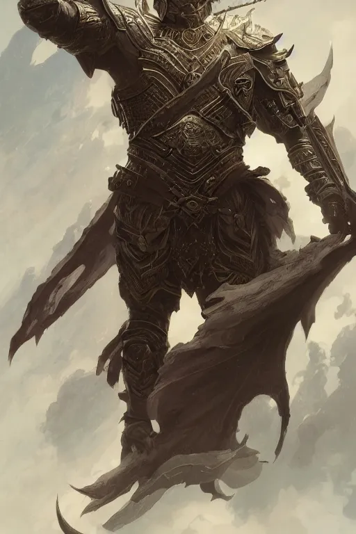 Image similar to male warrior, wearing a dark armor, dragon flying in the sky, intricate, elegant, highly detailed, digital painting, artstation, concept art, smooth, sharp focus, illustration, art by artgerm and greg rutkowski and alphonse mucha and andrei riabovitchev