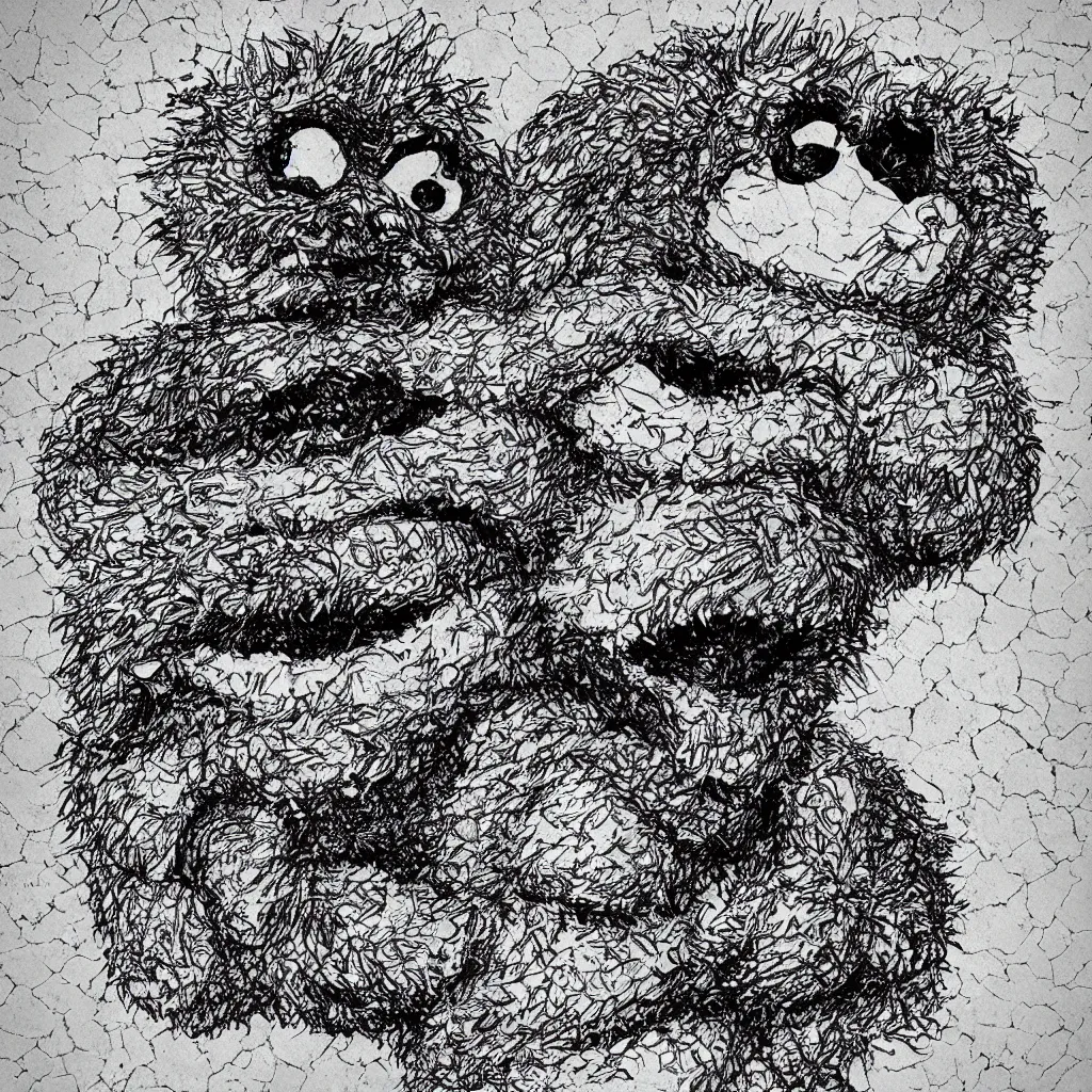 Image similar to cookie monster by piranesi, composition, cinematic, rule, grid