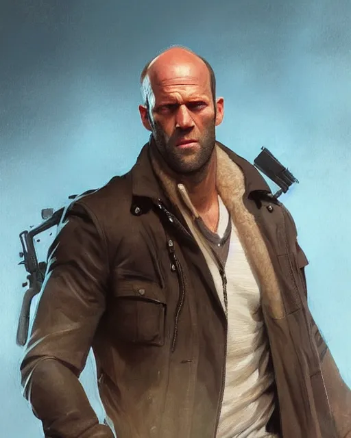 Image similar to jason statham, cinematic, stunning, highly detailed, digital painting, artstation, smooth, hard focus, illustration, art by artgerm and greg rutkowski and alphonse mucha