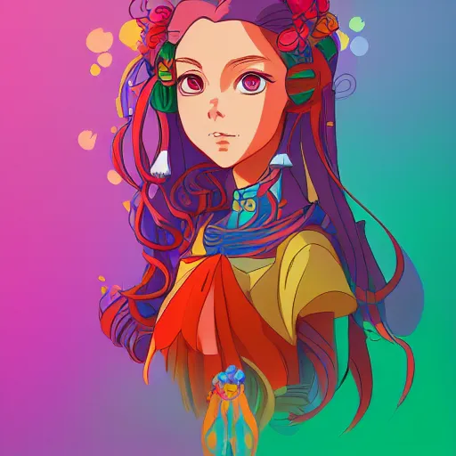 Image similar to a beautiful female disney styled character, ultra detailed, sunrise, portrait, hyper colorful, super coherent, symmetry, trending on artstation, by studio ghibli