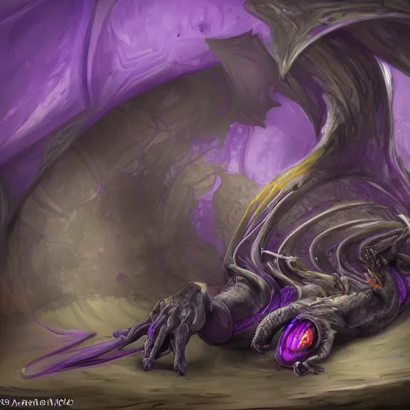 Image similar to inside a cavernous stomach, the walls purple and pulsing, acid pooling on the floor, acid digesting a small dragon, food pov, micro pov, prey pov, vore, digital art, pov furry art, anthro art, furry, warframe art, high quality, 8k 3D realistic, macro art, micro art, Furaffinity, Deviantart, Eka's Portal, G6