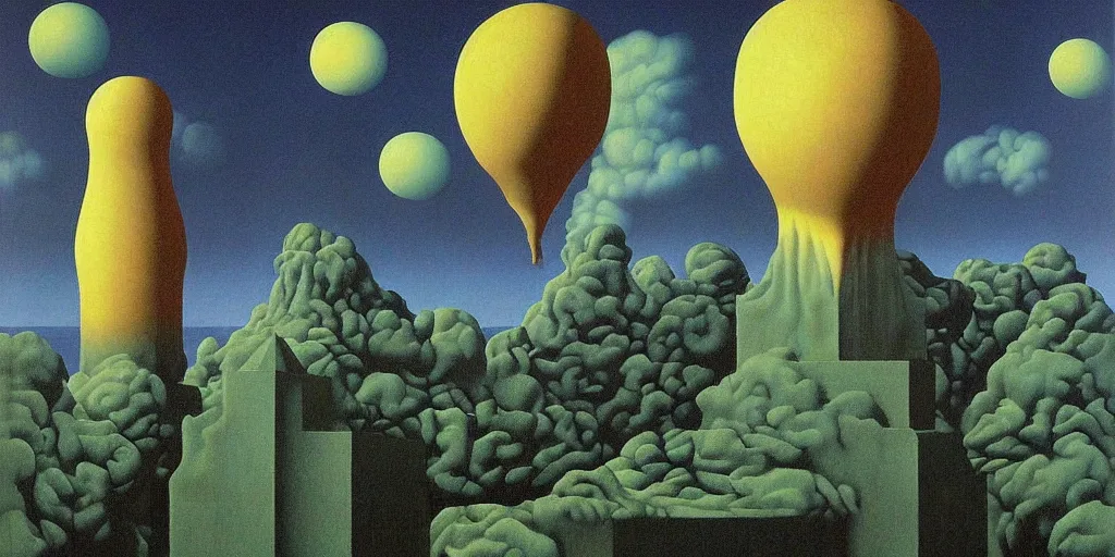 Prompt: A transcendence of higher dimension by Richard Corben, by by René Magritte, surrealism, gothic, baroque