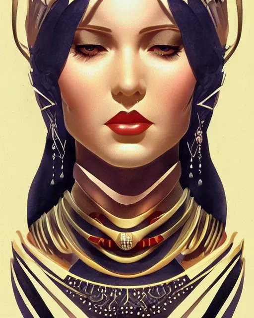 Prompt: portrait of a queen, art deco style, beautiful, elegant, mesmerizing, concept art, highly detailed, smooth, fantastical, artstation, trending, sana takeda