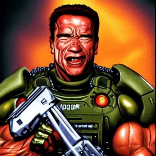 Prompt: arnold schwarzenegger as doom guy