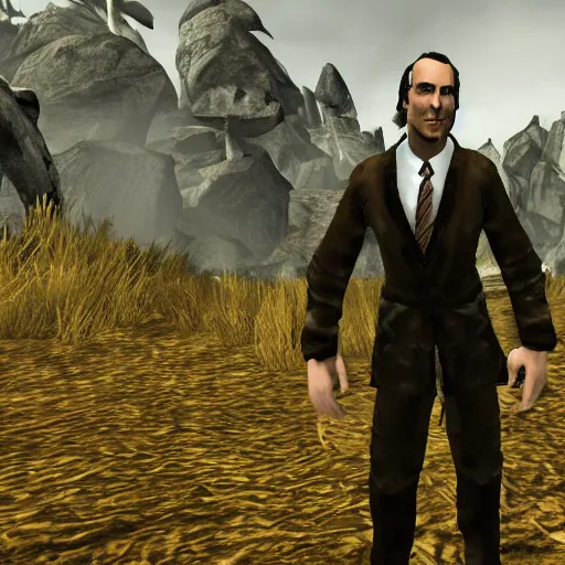 Image similar to Video game screenshot of Saul Goodman in skyrim