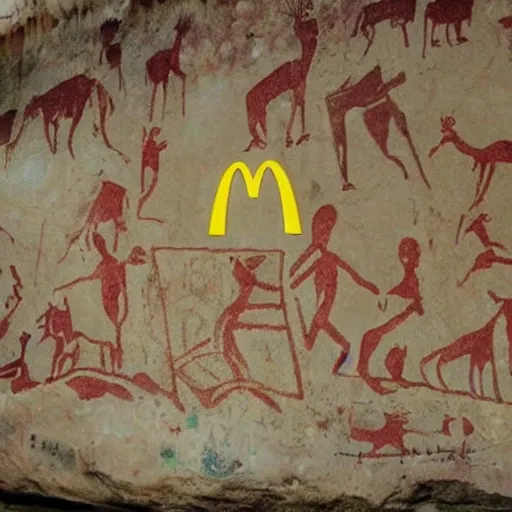 Image similar to mcdonalds ad found on cave paintings