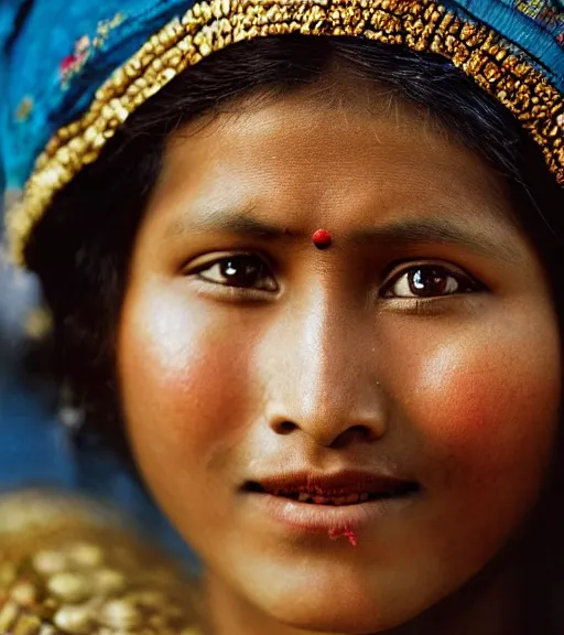 Image similar to vintage_closeup portrait_photo_of_a_stunningly beautiful_nepalese_maiden with amazing shiny eyes, 19th century, hyper detailed by Annie Leibovitz and Steve McCurry, David Lazar, Jimmy Nelsson