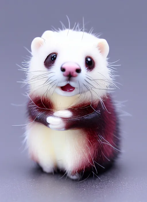 Image similar to 80mm resin detailed miniature of fluffy cute ferret, Product Introduction Photos, 4K, Full body, simple background