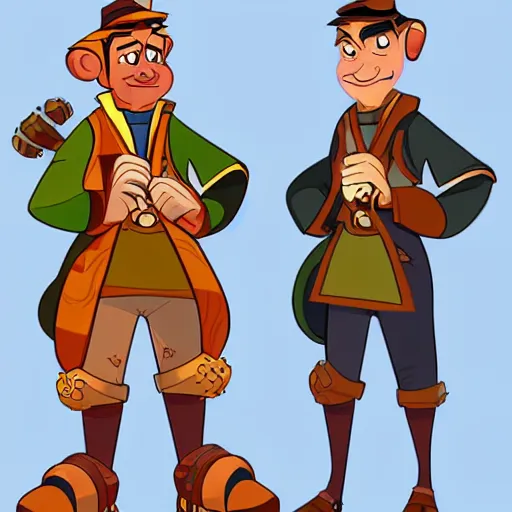 Prompt: character design of a stylized explorator and cartographer in a disney character style