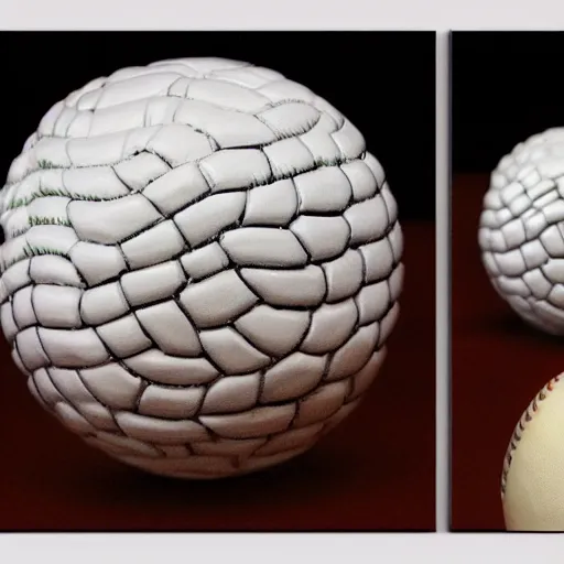 Image similar to tidal wave made only of baseballs, by Takumi Park