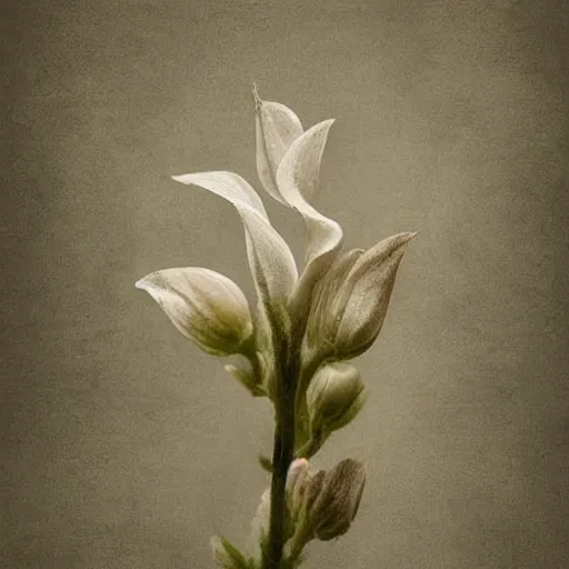 Prompt: The digital art is a beautiful and haunting work of art of a series of images that capture the delicate beauty of a flower in the process of decaying. The colors are muted and the overall effect is one of great sadness. by Samuel van Hoogstraten, by Adrian Smith amorphous