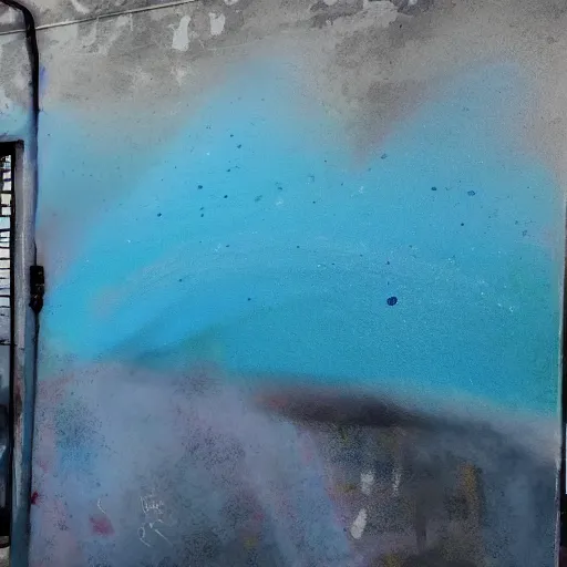 Image similar to ocean, spray painted on a wall