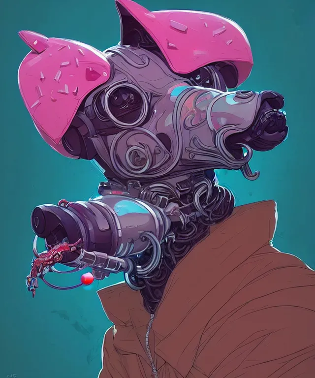 Image similar to a portrait of an anthropomorphic cyberpunk greyhound dog eating a donut, cyberpunk!, fantasy, elegant, digital painting, artstation, concept art, matte, sharp focus, illustration, art by josan gonzalez