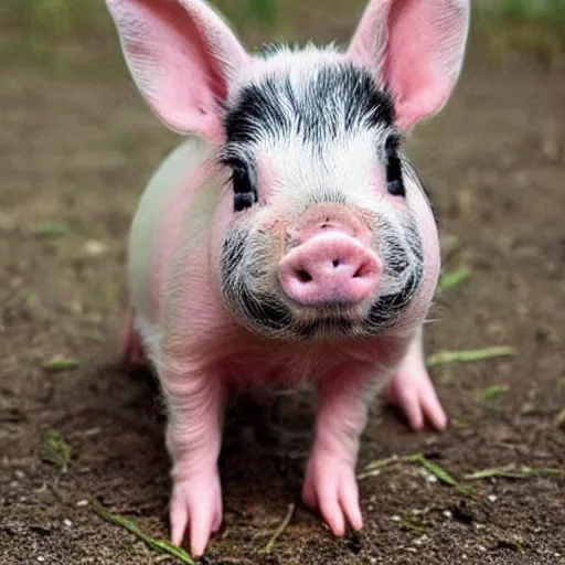 Image similar to half miniature pig, half bunny, baby animal, cute, adorable