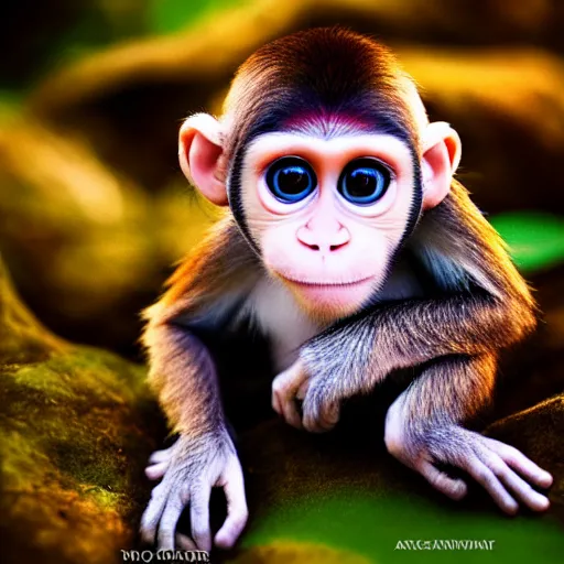 Prompt: very very very very cute chibi baby fruit monkey, portrait, pixar style, forest background, cinematic lighting, award winning creature portrait photography