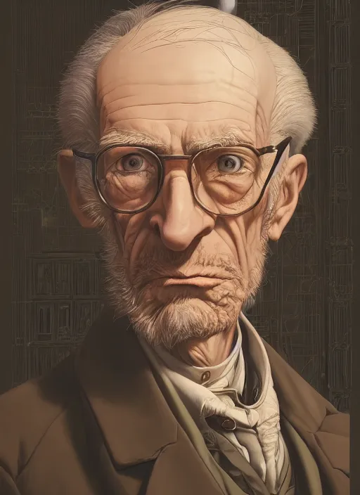 Prompt: portrait of elderly 1 9 th century genius inventor by dan mumford, yusuke murata, makoto shinkai, ross tran, cosmic, intricate detail, cinematic, 8 k, cel shaded, unreal engine, featured on artstation, pixiv