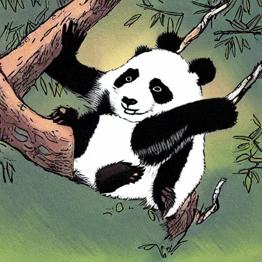 Image similar to a jumping panda by bill watterson