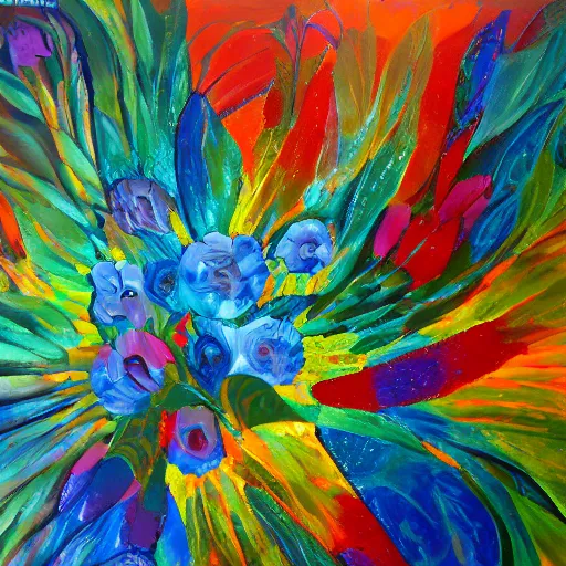 Image similar to abstract oil painting of flower made out of organic shapes merging