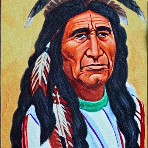 Prompt: disney painting of a native american