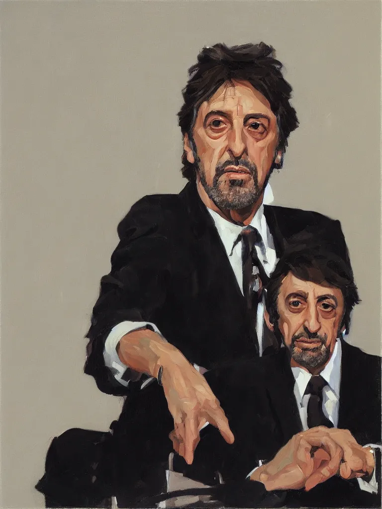 Image similar to portrait of Al Pacino by Ben aronson, oil on canvas