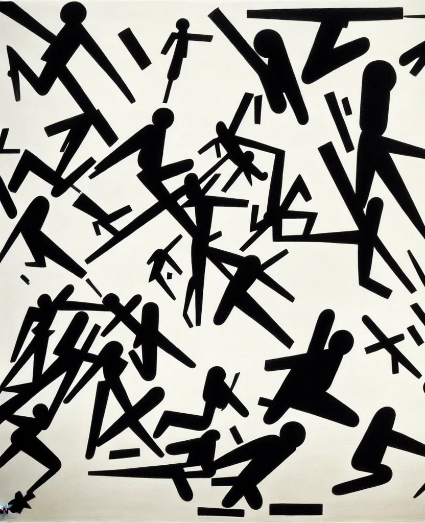 Image similar to a beautiful painting of running soldiers and bombs in el alamein battle, wwii,, black and white, painted by laszlo moholy nagy, disorder, bauhaus