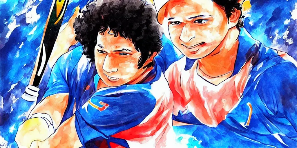 Prompt: anime style artwork of sachin tendulkar