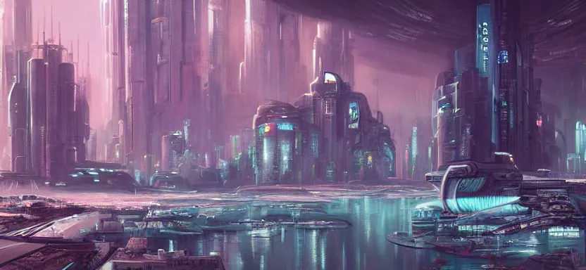 Image similar to beautiful masterpiece painting of a futuristic city on the moon, cyberpunk, by juan ortiz 8k,