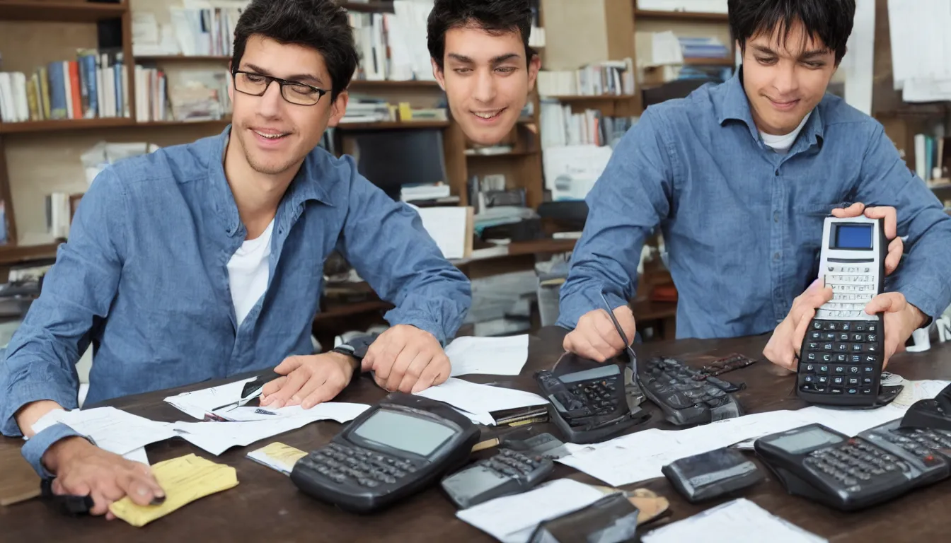 Prompt: A guy who collects calculators