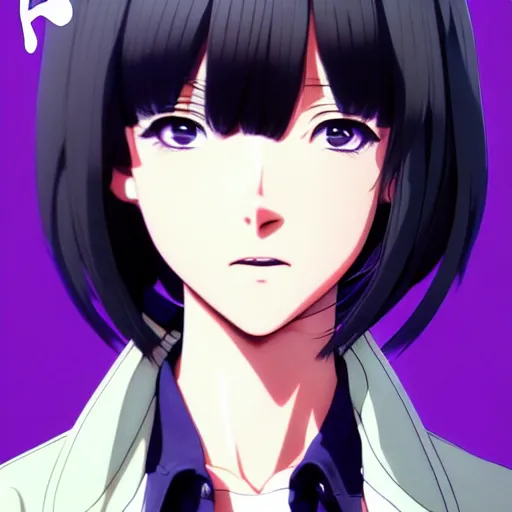 Prompt: anime poster film still portrait, black young woman, large, purple eyes!!!, white french bob, bomber jacket, detailed facial features, dynamic pose, cute face by ilya kuvshinov, yoh yoshinari, makoto shinkai, rimlight, cel shaded, 4 k