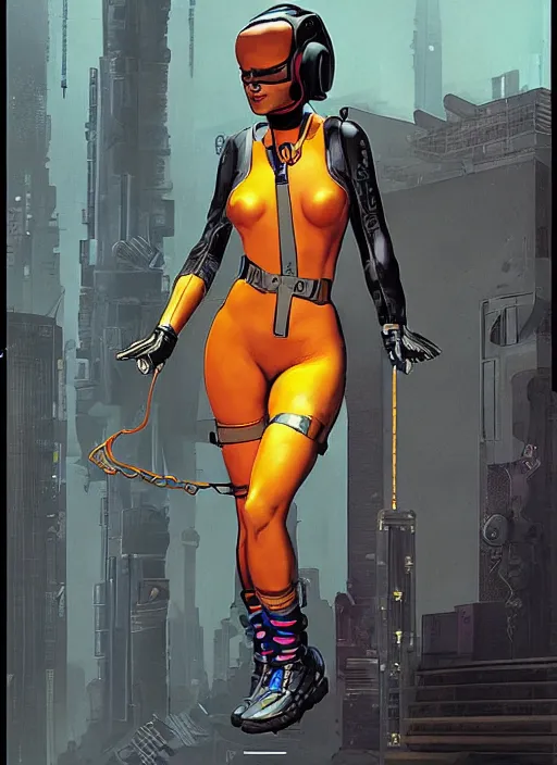 Image similar to cyberpunk athlete in tactical harness and jumpsuit. portrait by stonehouse and mœbius and will eisner and gil elvgren and pixar. realistic proportions. dystopian. cyberpunk 2 0 7 7, apex, blade runner 2 0 4 9 concept art. cel shading. attractive face. thick lines.