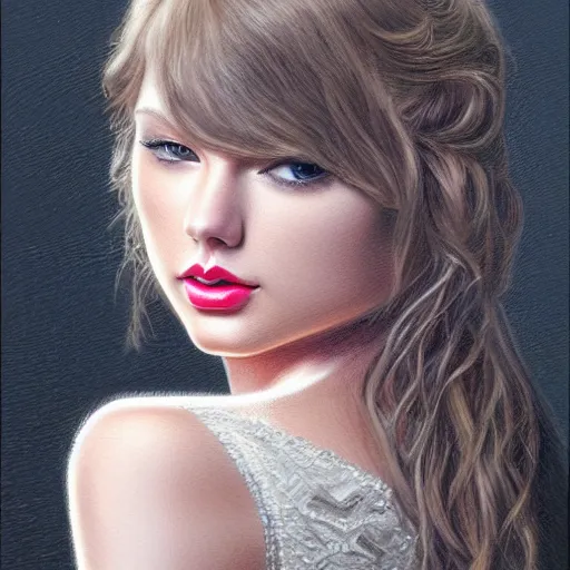 Prompt: pencil art, detailed portrait of taylor swift, intricate,, oil painting, by yoshitaka amano, cinematic lighting