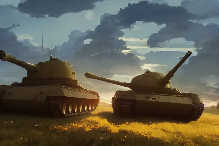 Prompt: concept art of a church combined with a tank in an open field, key visual, ambient lighting, highly detailed, digital painting, artstation, concept art, sharp focus, by makoto shinkai and akihiko yoshida and greg manchess