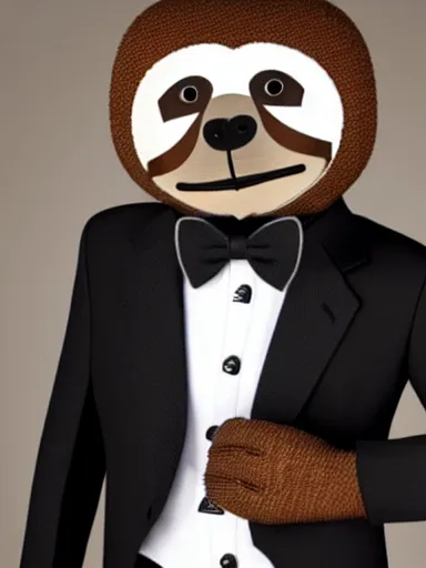 Prompt: anthropomorphic sloth in men's formalwear