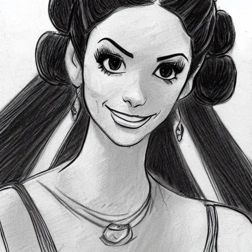 Image similar to milt kahl sketch of victoria justice as princess padme from star wars episode 3