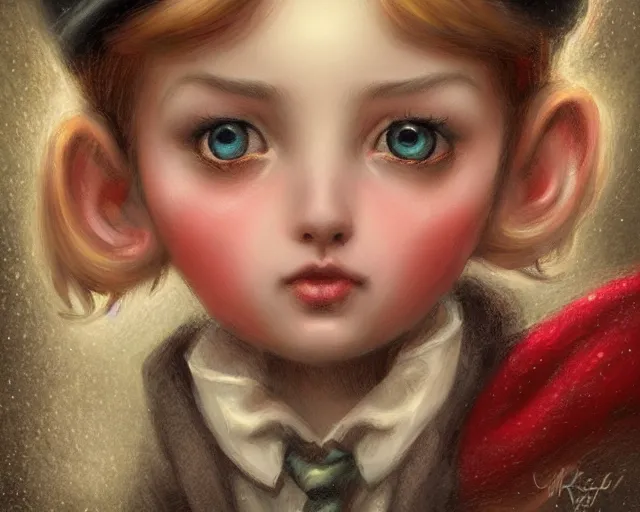 Image similar to closeup profile portrait of victorian london streets, nicoletta ceccoli, mark ryden, lostfish, max fleischer, hyper realistic, artstation, illustration, digital paint, matte paint, vivid colors, bright, cheerful, detailed and intricate christmas environment