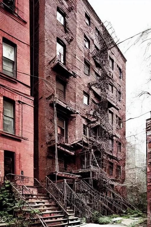 Image similar to (((((a ramshackle Manhattan brick brownstone deep in the forest))))) by Calder Moore!!!!!!!!!!!!!!!!!!!!!!!!!!!